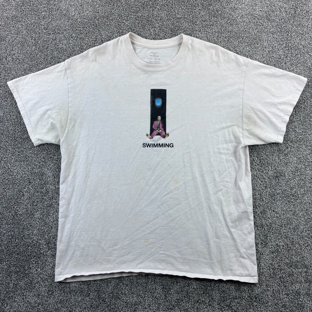 Mac Miller Swimming Shirt Mens XL White Album Cover Graphic Rap Hip Hop Music